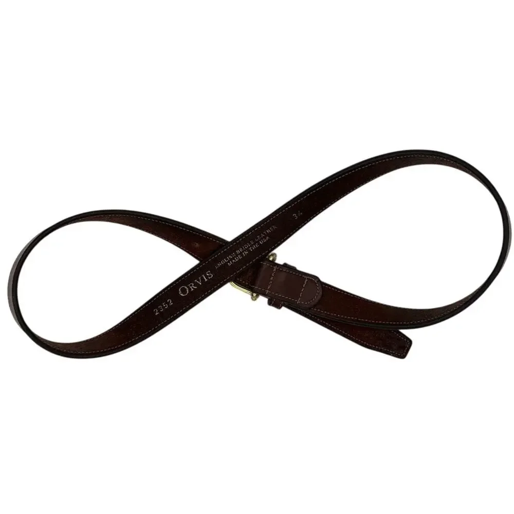 Vintage Orvis Brown Leather Brass Buckle Belt Size 34 English Bridle Made in USA